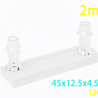 Cuvettes and Cells Custom Fabrication 207 (VLM600) 600μL Flow Through Cell with Side Tubes, 2 Windows, Lightpath 2mm, Molded