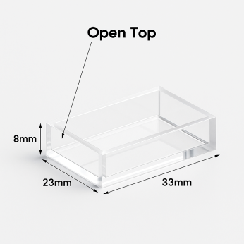 (VFOB08) 3mL Custom Cuvette, 33x8x23 mm, 5 Windows, Bonded, Lightpath 5/30 mm