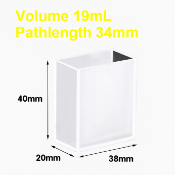 (VAOF190) 19ml Absorption Cuvette, Fused, Lightpath 34mm, 40x38x20 mm, 2 Clear Windows