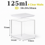 (VFML50P) 125 mL Large Cuvette, 4 Windows, PTFE Cover, Molded, Lightpath 50mm, 52x54x54 mm