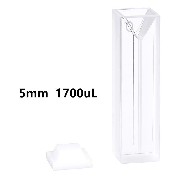 (VAOBM5) 1.75mL Semi-Micro Cuvette, Tampa PTFE, Colada, Largura 5mm, 2 Janelas