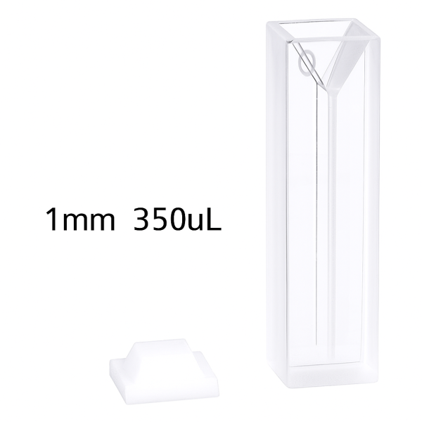 (VAOBM1) 0.35mL Semi-Micro Cuvette, PTFE Lid, Bonded, Width 1mm, 2 Windows