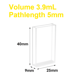 (VAOF39) 3.9ml Fluorescence Cuvette, Fused, Dual Lightpath 5/21mm, 40x25x9 mm, 4 Clear Windows