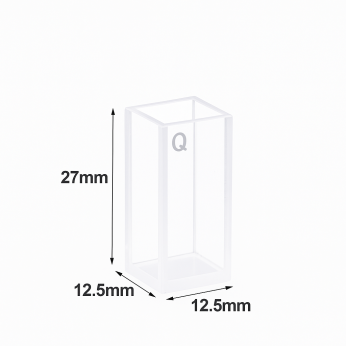 (VFOF27) 2.5mL Short Height Cuvette, 27×12.5×12.5 mm, 4 Windows, Fused, Lightpath 10mm