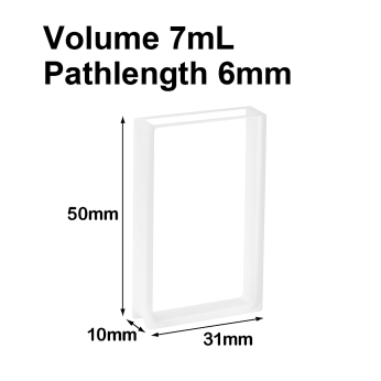 (VAOF7) 7 ml Absorptiecuvette, Gefuseerd, Lichtpad 6 mm, 50x31x10 mm, 2 heldere vensters