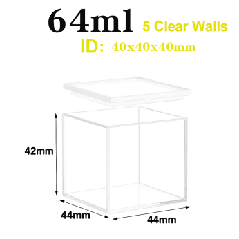 (V5ML40P) 64 mL Large Cuvette, 5 Windows, PTFE Cover, Molded, Lightpath 40mm, 42x44x44 mm