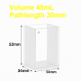 (VAOFM45) 45ml Absorption Cuvette, Fused, Lightpath 30mm, 52x34x34 mm, 2 Clear Windows