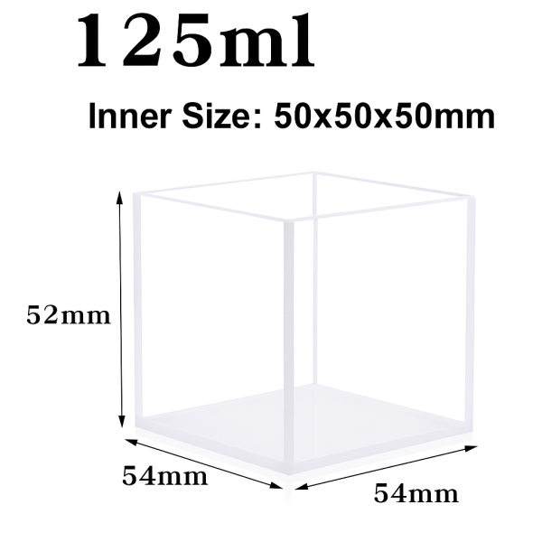 (VFFL50N) 125 mL Large Cuvette, 4 Windows, No Cover, Fused, Lightpath 50mm, 52x54x54 mm