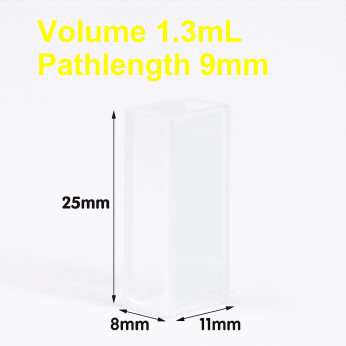 Cuvettes and Cells Custom Fabrication 78 (VAOF13) 1.3ml Absorption Cuvette, Fused, Lightpath 9mm, 25x8x11 mm, 2 Clear Windows