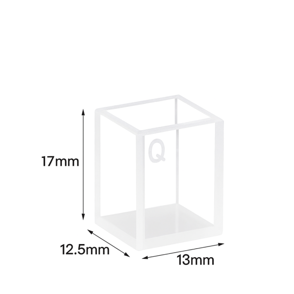 (VFOB17) Cubeta personalizada de 1,6 ml, 17x12,5x13 mm, 4 ventanas, unida, paso de luz de 10,5/10 mm