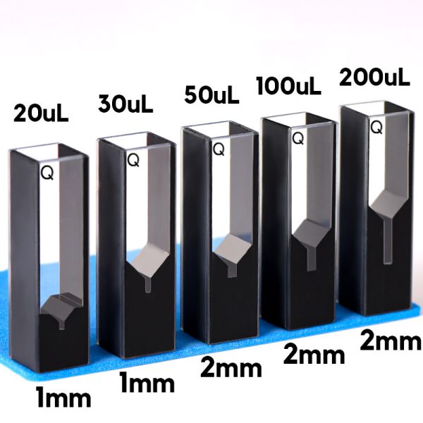 (VNE024) 20-200 uL Sub Micro Absorption Cuvette, Semi Black, Bonded, 2 Windows