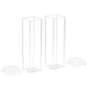 Cuvettes and Cells Custom Fabrication 22 (VP020) Disposable Standard Fluorescence Cuvettes, 4.5mL, Lightpath 10mm, 285 – 750 nm, UV-vis, Isobutylene Plastic