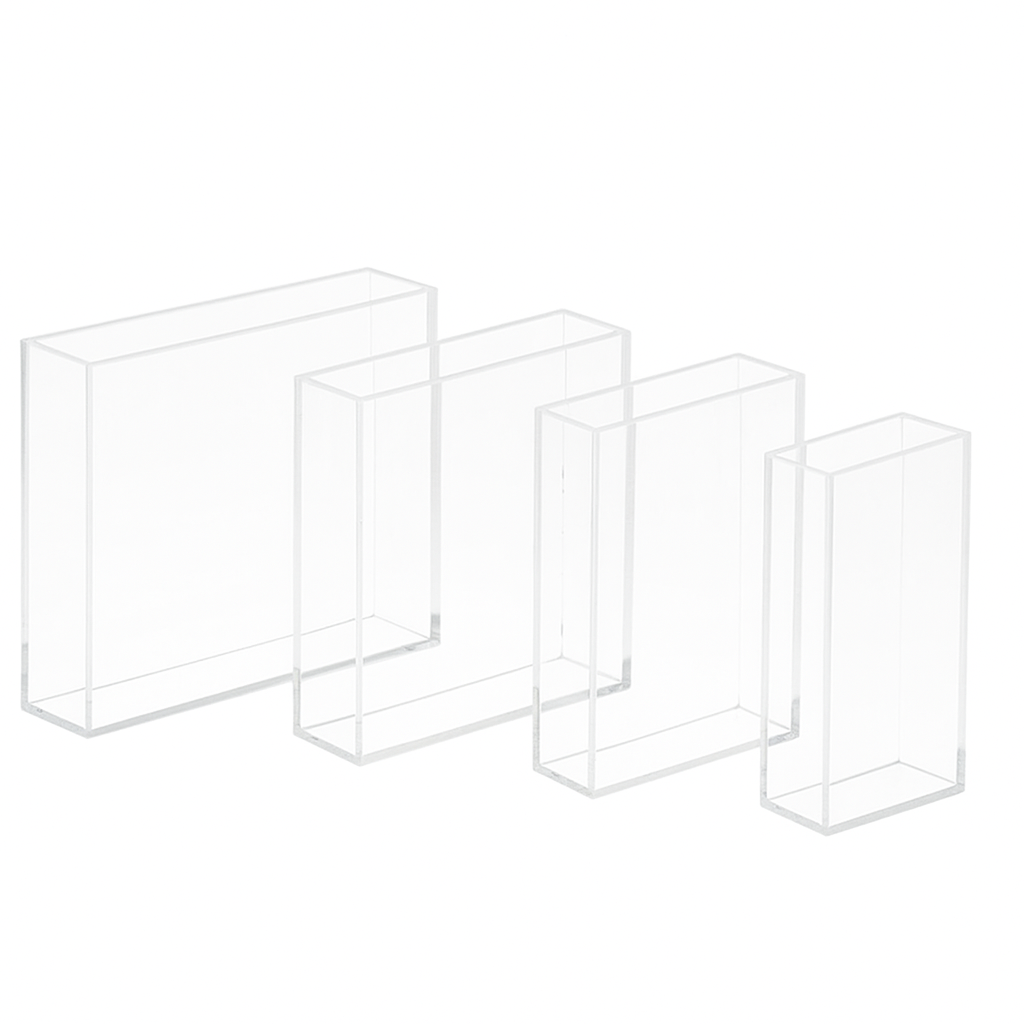 Cuvettes and Cells - Size Chart 31 (VNE052) 1.75mL Fluorescence Cuvette with PTFE Lid, Molded, Lightpath 5mm, 5 Clear Walls