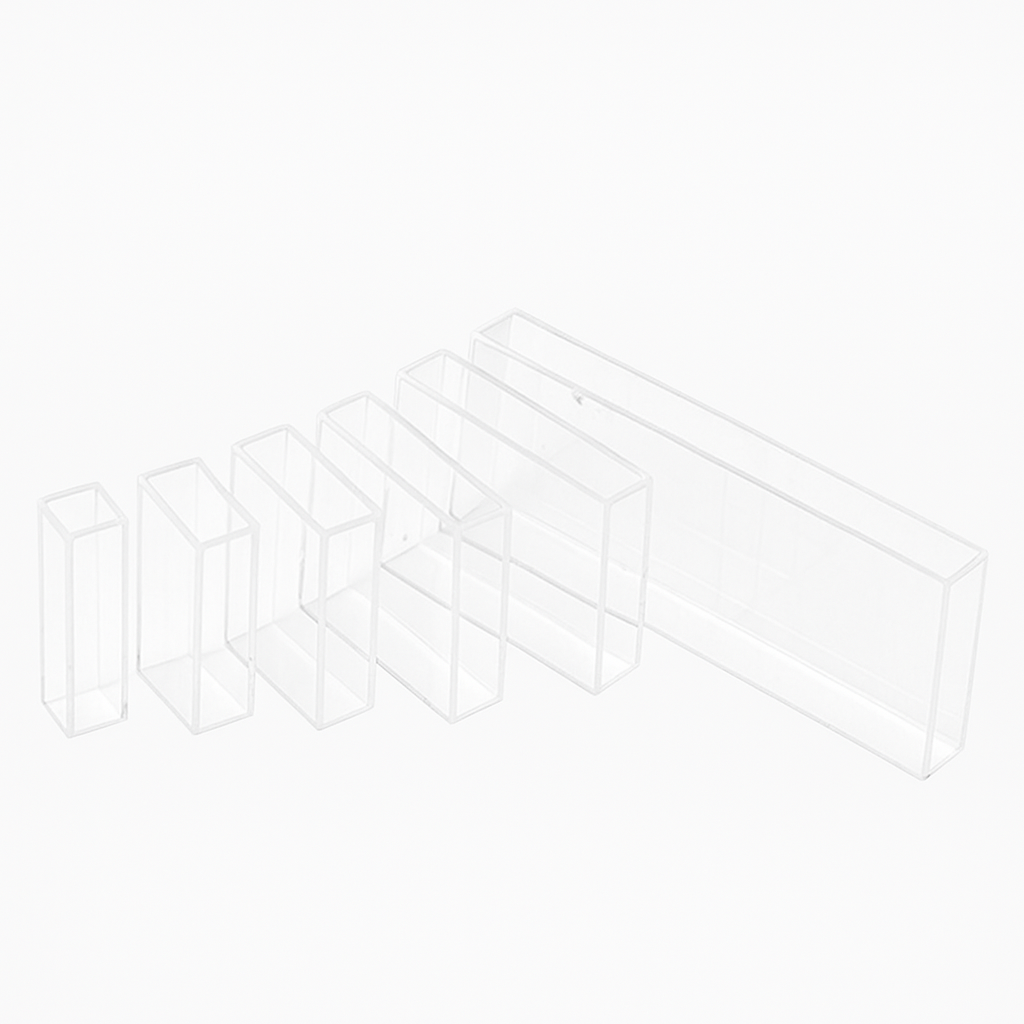 Cuvettes and Cells - Size Chart 35 (VNE058) 10.5mL Fluorescence Cuvette with PTFE Lid, Molded, Lightpath 30mm, 5 Clear Walls